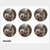 Sticker Rond Pomeranian Halloween Épouvantable (Feuille)