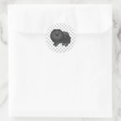 Sticker Rond Pomeranian noir Chien de dessin animé mignon & Pat (Sac)