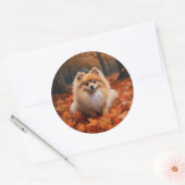 Sticker Rond Poméranie en automne Feuilles Automne Inspire (Enveloppe)