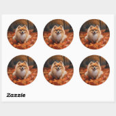Sticker Rond Poméranie en automne Feuilles Automne Inspire (Feuille)