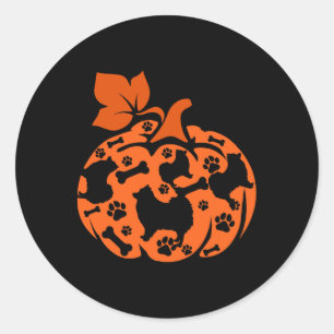 Sticker Rond Poméraniens Forme Citrouille mignonne Halloween Th