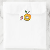 Sticker Rond Pomme avec ver (Sac)