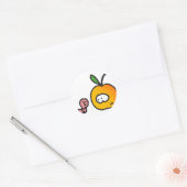 Sticker Rond Pomme avec ver (Enveloppe)