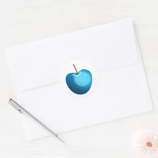 Sticker Rond Pomme bleue (Enveloppe)
