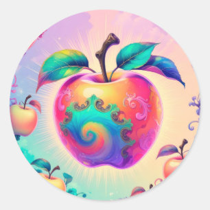 Sticker Rond Pomme colorée pour l'été