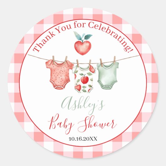Sticker Rond Pomme de mon Baby shower oculaire (Devant)