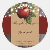 Sticker Rond Pomme de notre oeil Baby shower d'automne rustique (Devant)