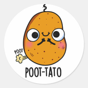 Sticker Rond Pomme de terre amusant Farting Pun de pomme de ter