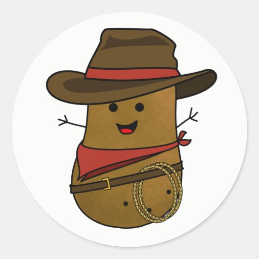 Sticker Rond Pomme de terre cowboy (Devant)