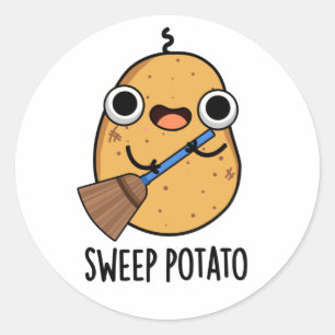 Sticker Rond Pomme de terre Sweep Funny Sweet Pomme de terre