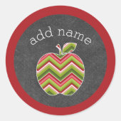 Sticker Rond Pomme d'enseignant personnalisé - Motif Chevron ve (Devant)