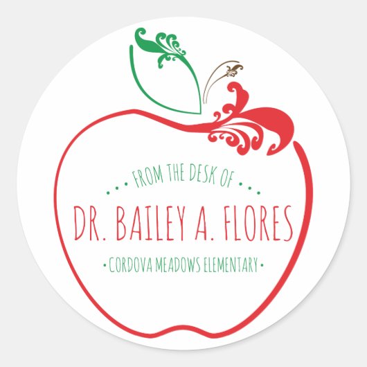 Sticker Rond pomme fleurie du bureau des enseignants (Devant)