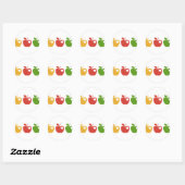 Sticker Rond Pomme jaune rouge verte (Feuille)