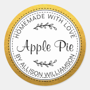 Sticker Rond Pomme maison rustique à tarte Or