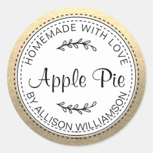 Sticker Rond Pomme maison rustique à tarte Or