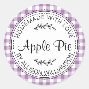 Sticker Rond Pomme maison rustique Lavande à tarte violet chèqu
