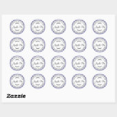 Sticker Rond Pomme maison rustique Pie Marine Bleu Check (Feuille)