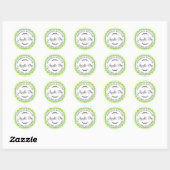 Sticker Rond Pomme maison rustique Pie Neon Green Check (Feuille)