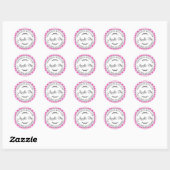 Sticker Rond Pomme maison rustique Pie Neon Pink Check (Feuille)