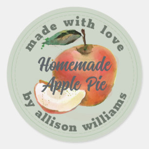 Sticker Rond Pomme maison rustique Pie Pastel Green