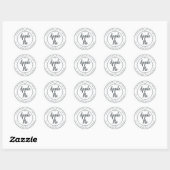 Sticker Rond Pomme maison rustique Pie Pastel noir blanc (Feuille)