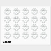 Sticker Rond Pomme maison rustique Pie Pastel noir blanc (Feuille)