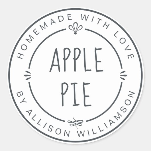 Sticker Rond Pomme maison rustique Pie Pastel noir blanc (Devant)