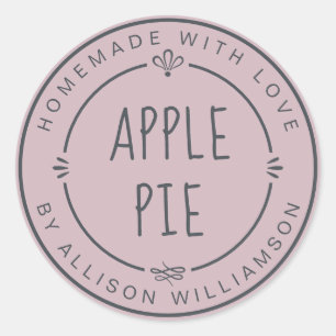 Sticker Rond Pomme maison rustique Pie Pastel Purple