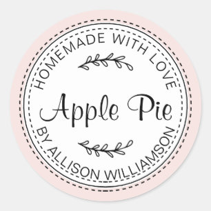 Sticker Rond Pomme maison rustique Pie Pastel Rose