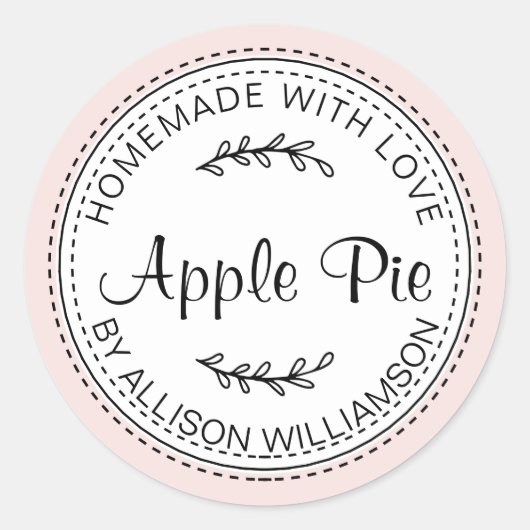 Sticker Rond Pomme maison rustique Pie Pastel Rose (Devant)