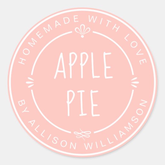 Sticker Rond Pomme maison rustique Pie Pastel Rose (Devant)