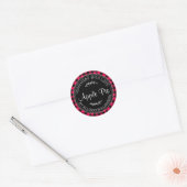 Sticker Rond Pomme maison rustique Pie rose vif Plaid noir (Enveloppe)