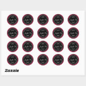 Sticker Rond Pomme maison rustique Pie rose vif Plaid noir (Feuille)