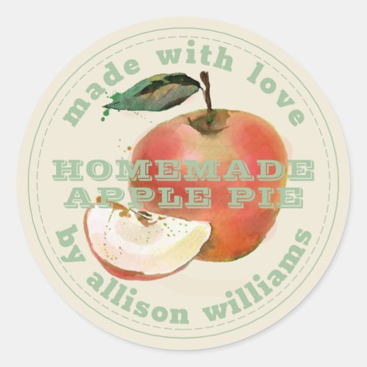 Sticker Rond Pomme maison rustique Pie verte Antique Blanc (Devant)