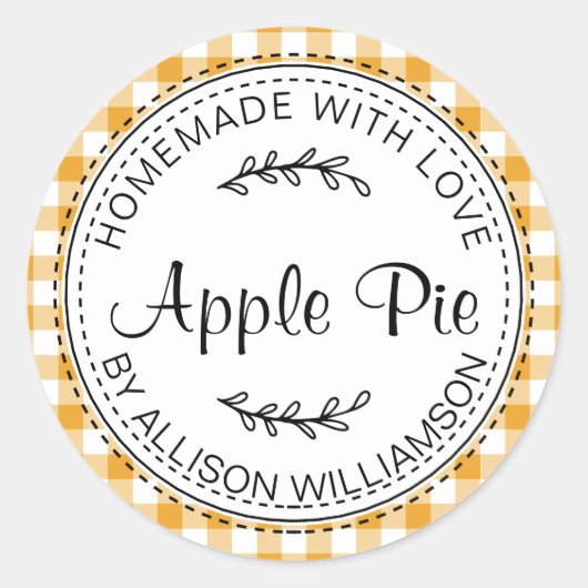 Sticker Rond Pomme maison rustique tarte Mellow jaune chèque (Devant)