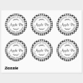 Sticker Rond Pomme maison rustique tarte noir blanc chèque (Feuille)