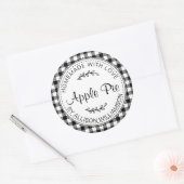 Sticker Rond Pomme maison rustique tarte noir blanc chèque (Enveloppe)