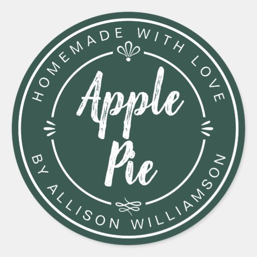 Sticker Rond Pomme maison rustique tarte vert foncé (Devant)