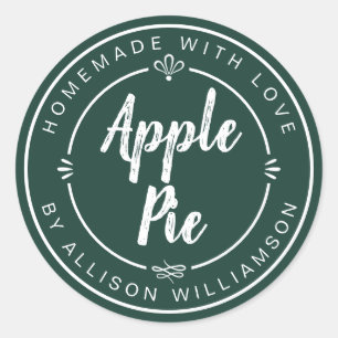 Sticker Rond Pomme maison rustique tarte vert foncé