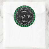 Sticker Rond Pomme maison rustique tarte vert noir plaid (Sac)