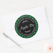 Sticker Rond Pomme maison rustique tarte vert noir plaid (Enveloppe)
