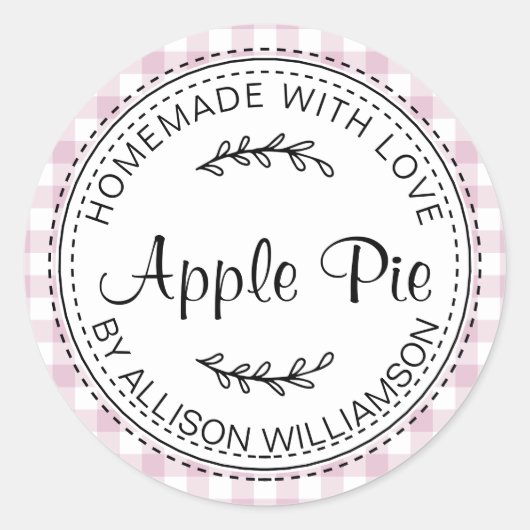 Sticker Rond Pomme maison rustique tarte violet chèque (Devant)