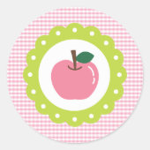 Sticker Rond Pomme rose fille (Devant)