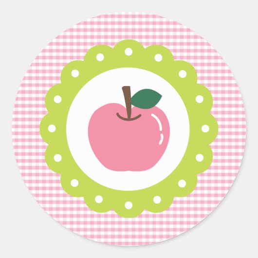 Sticker Rond Pomme rose fille (Devant)