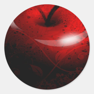 Sticker Rond Pomme rouge brillante - Fruits interdits