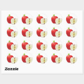 Sticker Rond Pomme rouge et moitié pomme (Feuille)
