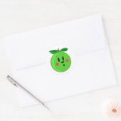 Sticker Rond Pomme Verte Visage (Enveloppe)