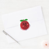 Sticker Rond Pomme Visage Fille (Enveloppe)