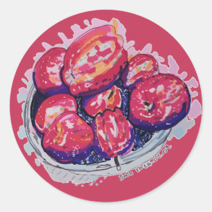 Sticker Rond Pommes Abstraites