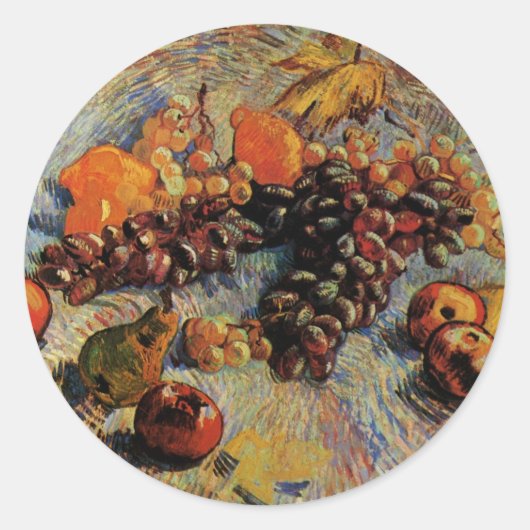 Sticker Rond Pommes, poires, citrons, raisins de Vincent van Go (Devant)